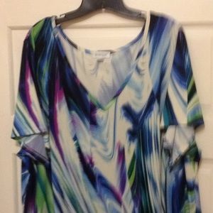 Multicolored A-Line Short Sleeve Dress